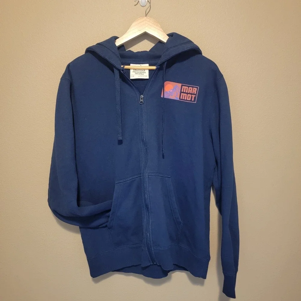 MARMOT Womans Zip Up Hoodie Size Large Navy Blue - Picture 1 of 4
